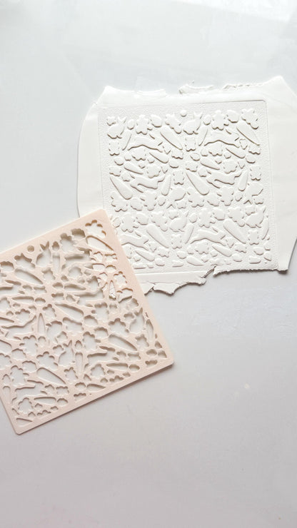 Easter Meadow Stencil: Bunny and Chick Pattern for Polymer Clay