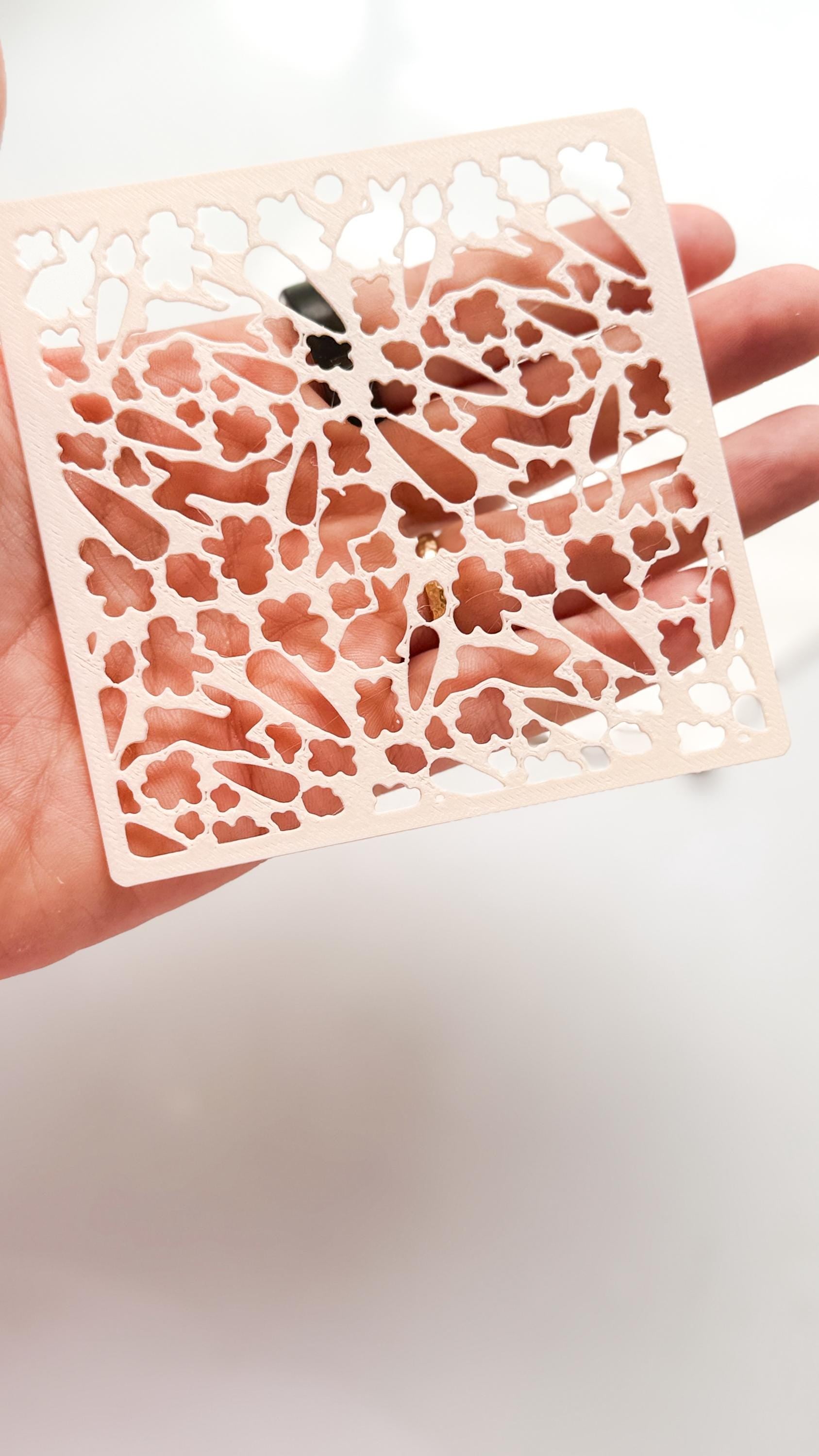 Easter Meadow Stencil: Bunny and Chick Pattern for Polymer Clay