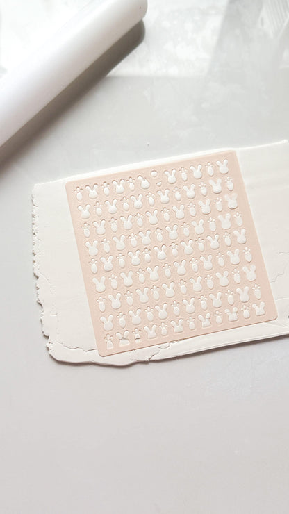 Bunny Face & Carrot Stencil: Easter Pattern Polymer Clay