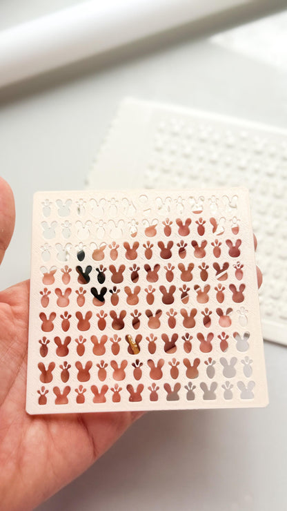 Bunny Face & Carrot Stencil: Easter Pattern Polymer Clay