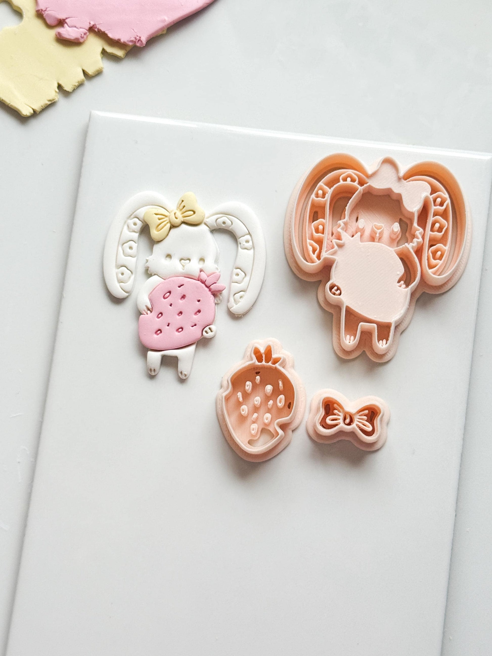 Bunny Berry Cutter: Strawberry Rabbit Shape for Polymer Clay