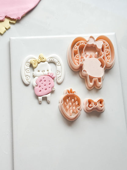 Bunny Berry Cutter: Strawberry Rabbit Shape for Polymer Clay