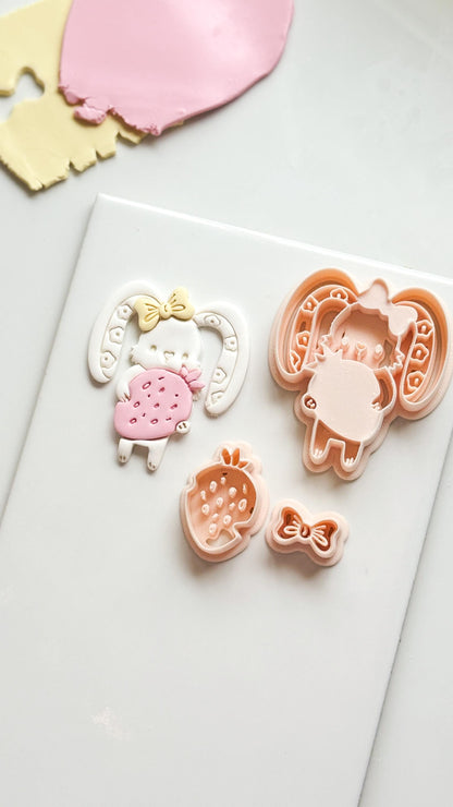 Bunny Berry Cutter: Strawberry Rabbit Shape for Polymer Clay