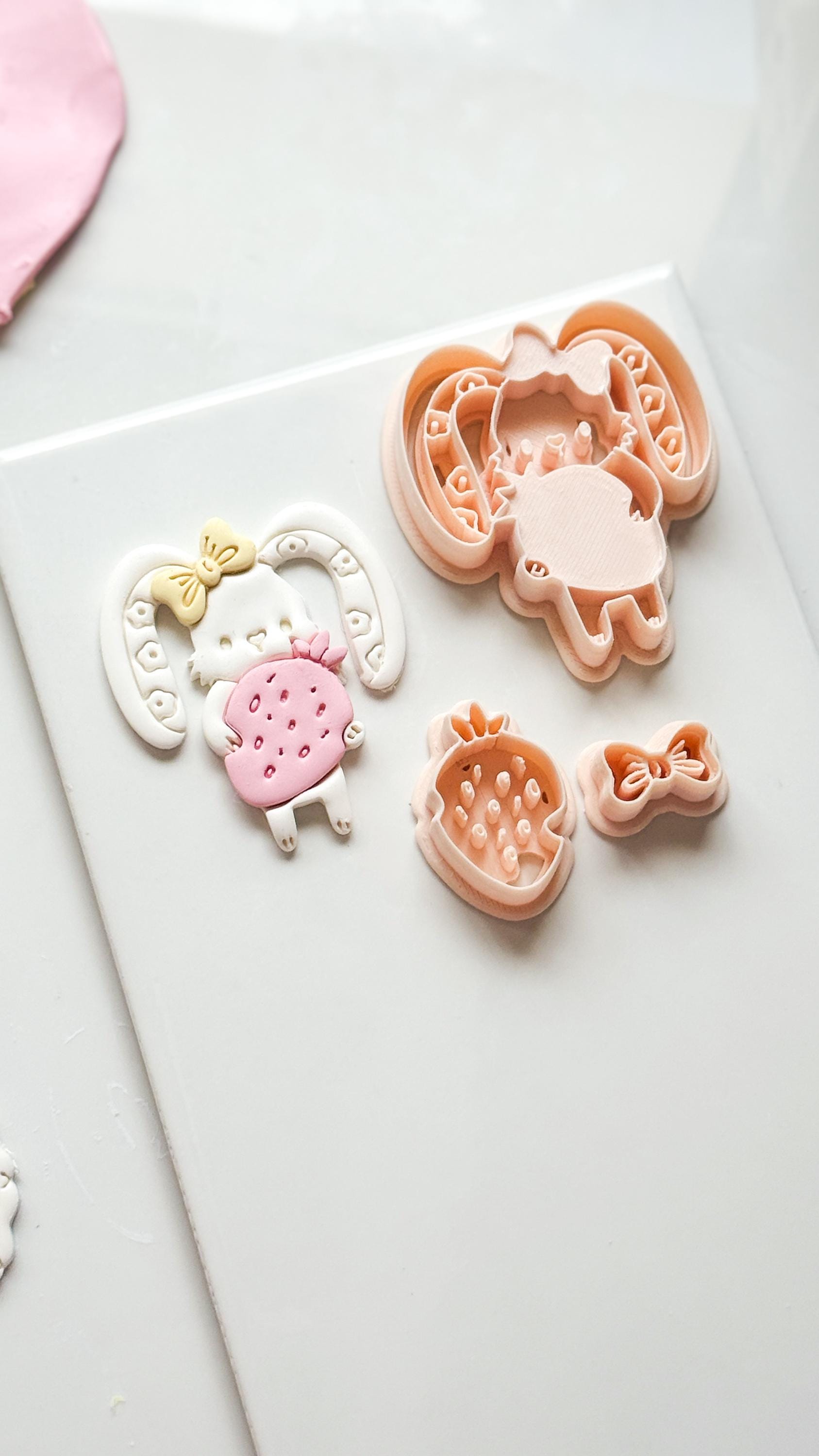 Bunny Berry Cutter: Strawberry Rabbit Shape for Polymer Clay