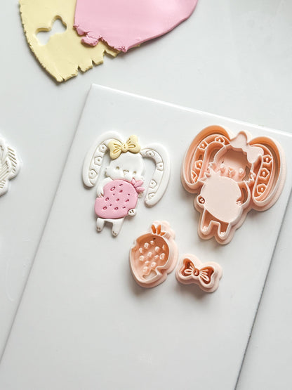 Bunny Berry Cutter: Strawberry Rabbit Shape for Polymer Clay