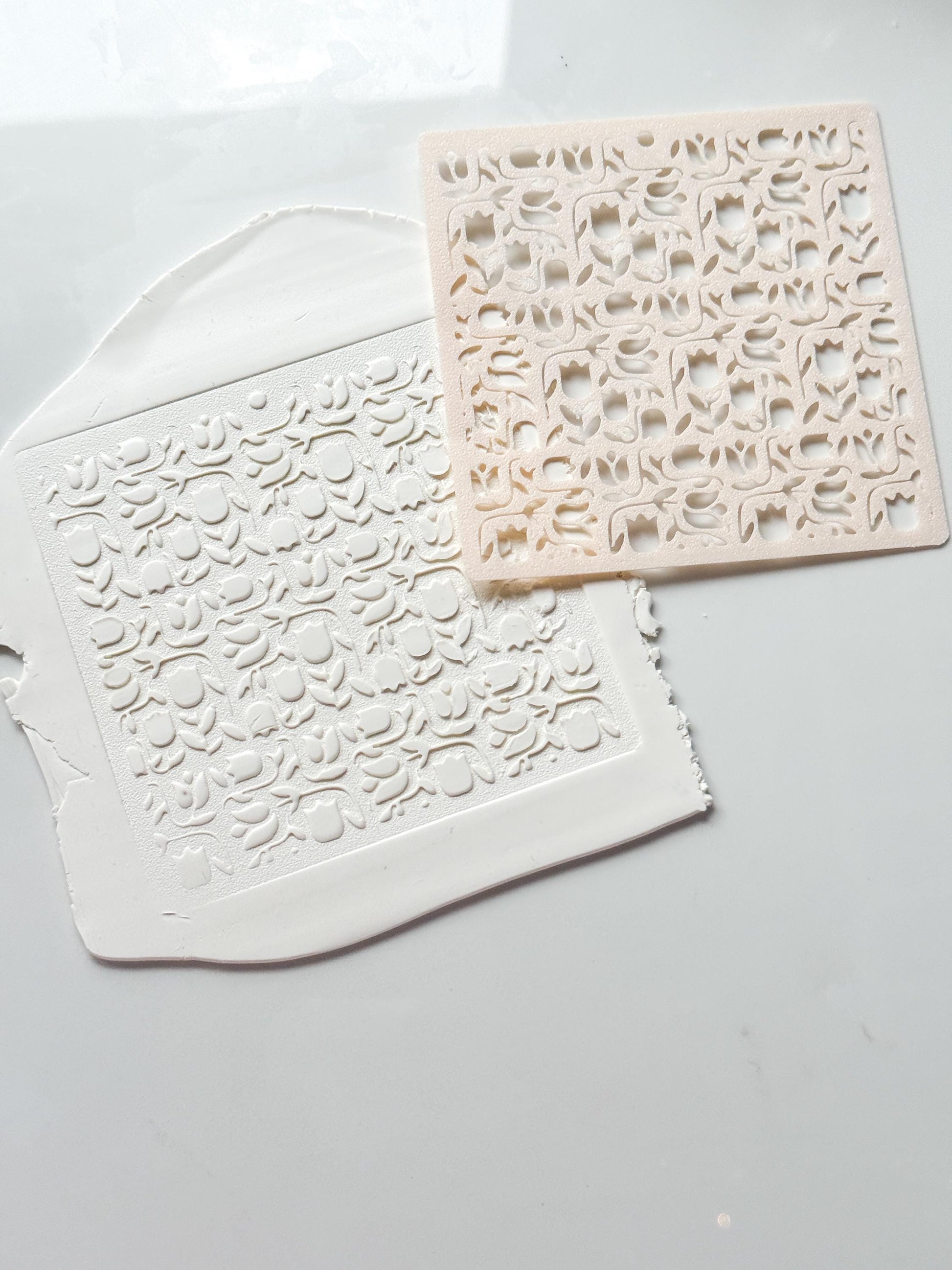 Tulip Dance Stencil: Floral Pattern for Polymer Clay