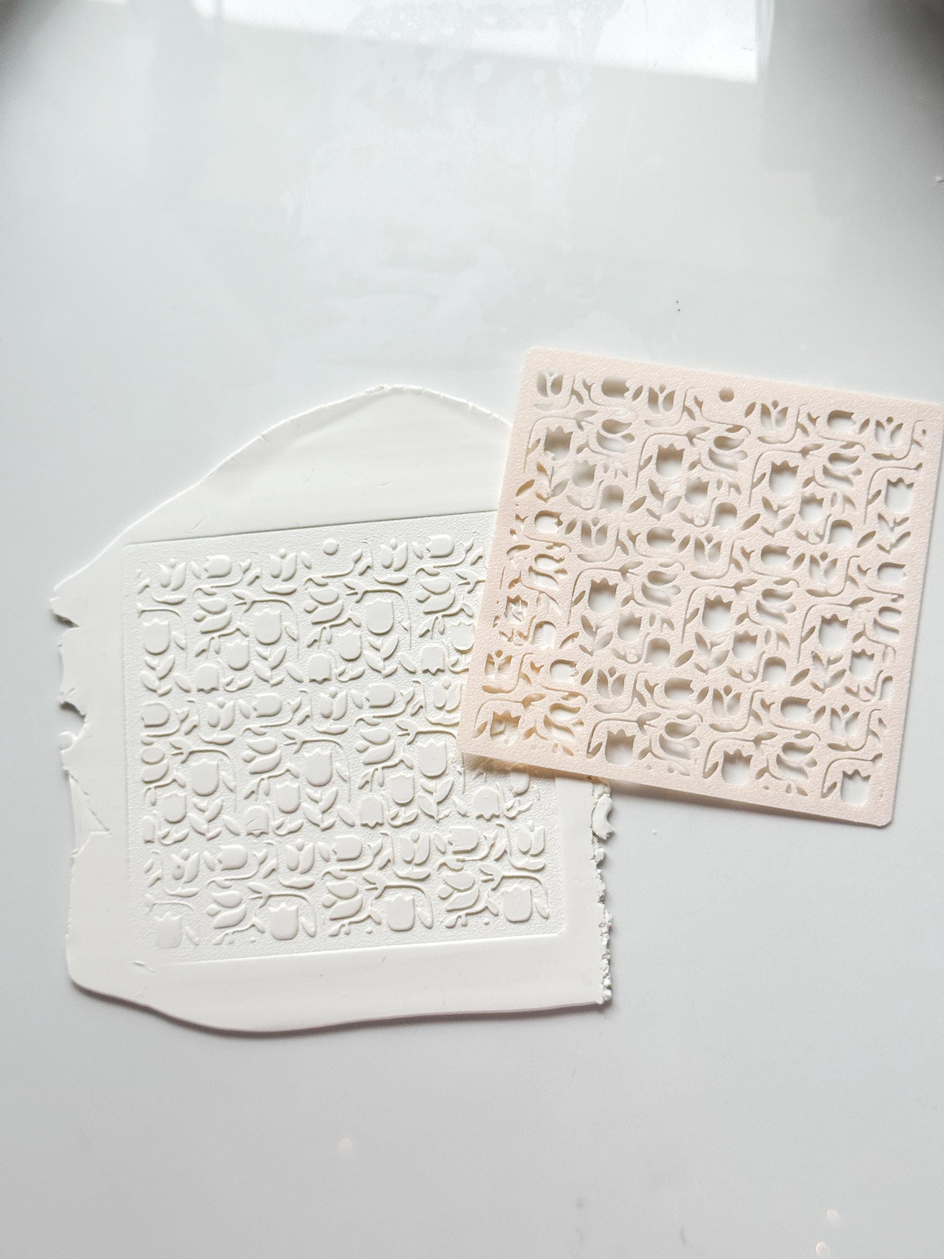 Tulip Dance Stencil: Floral Pattern for Polymer Clay