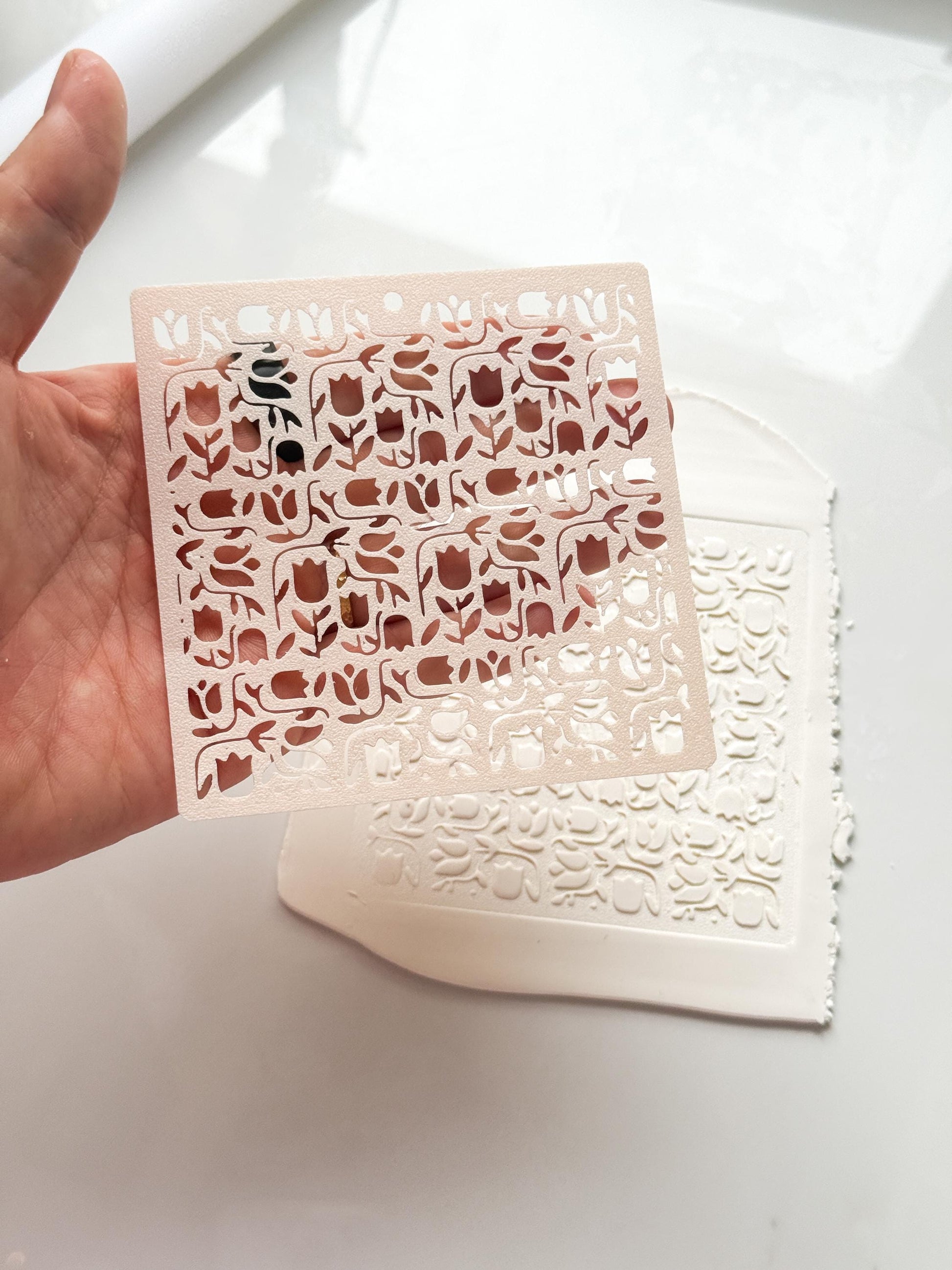 Tulip Dance Stencil: Floral Pattern for Polymer Clay
