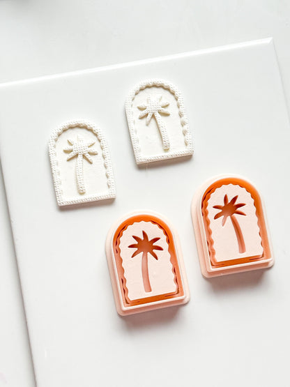 Palm Time Cutter: Deboss & Imprint Tropical Tree Shape for Polymer Clay