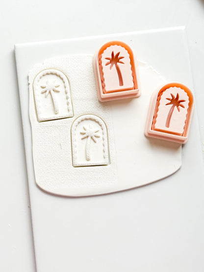 Palm Time Cutter: Deboss & Imprint Tropical Tree Shape for Polymer Clay