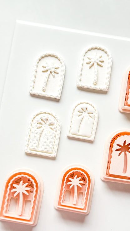 Palm Time Cutter: Deboss & Imprint Tropical Tree Shape for Polymer Clay