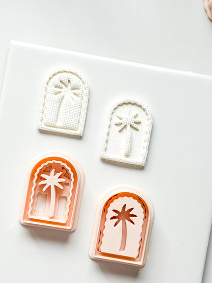 Palm Time Cutter: Deboss & Imprint Tropical Tree Shape for Polymer Clay