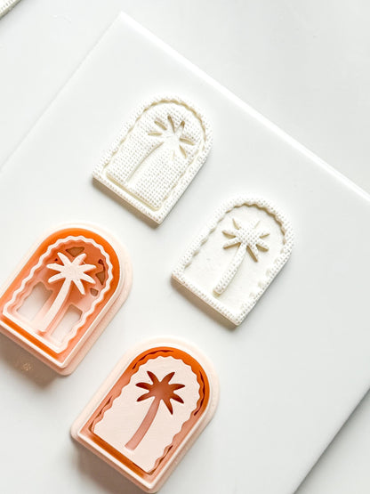 Palm Time Cutter: Deboss & Imprint Tropical Tree Shape for Polymer Clay