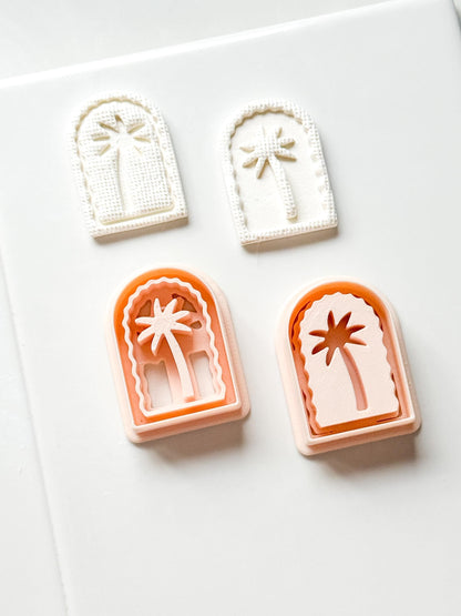 Palm Time Cutter: Deboss & Imprint Tropical Tree Shape for Polymer Clay