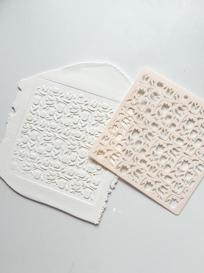 Tulip Dance Stencil: Floral Pattern for Polymer Clay