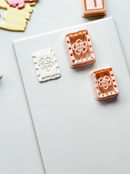 Sari Stripe Frame Cutter: Rectangular Floral Shape for Polymer Clay