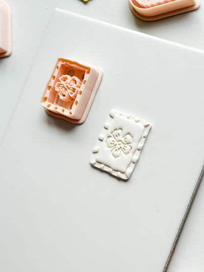 Sari Stripe Frame Cutter: Rectangular Floral Shape for Polymer Clay