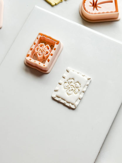 Sari Stripe Frame Cutter: Rectangular Floral Shape for Polymer Clay