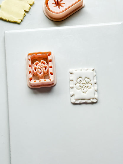 Sari Stripe Frame Cutter: Rectangular Floral Shape for Polymer Clay
