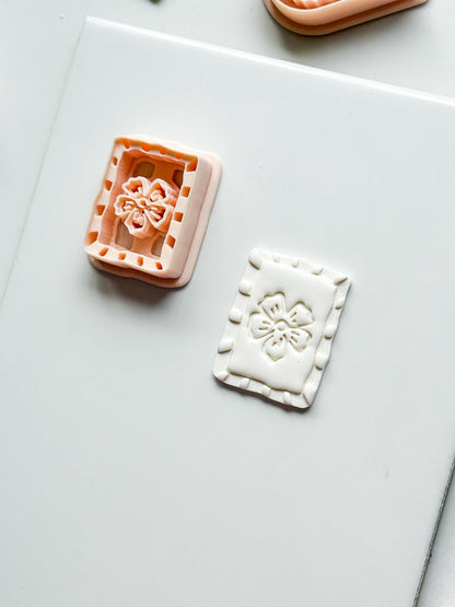 Sari Stripe Frame Cutter: Rectangular Floral Shape for Polymer Clay