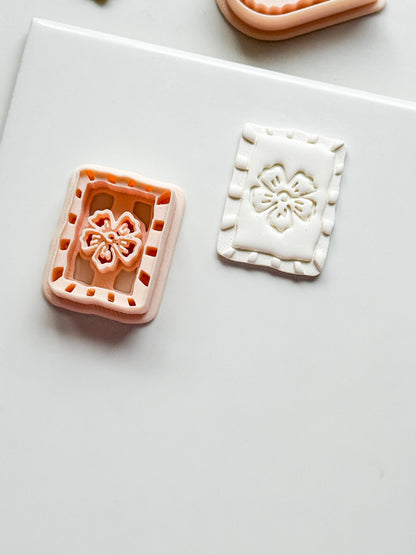 Sari Stripe Frame Cutter: Rectangular Floral Shape for Polymer Clay