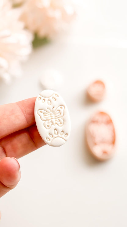 Meadow Wing Polymer Clay Cutter: Butterfly Floral Oval Embosser