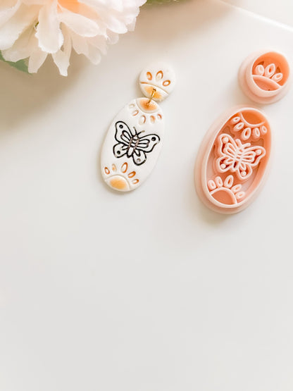 Meadow Wing Polymer Clay Cutter: Butterfly Floral Oval Embosser