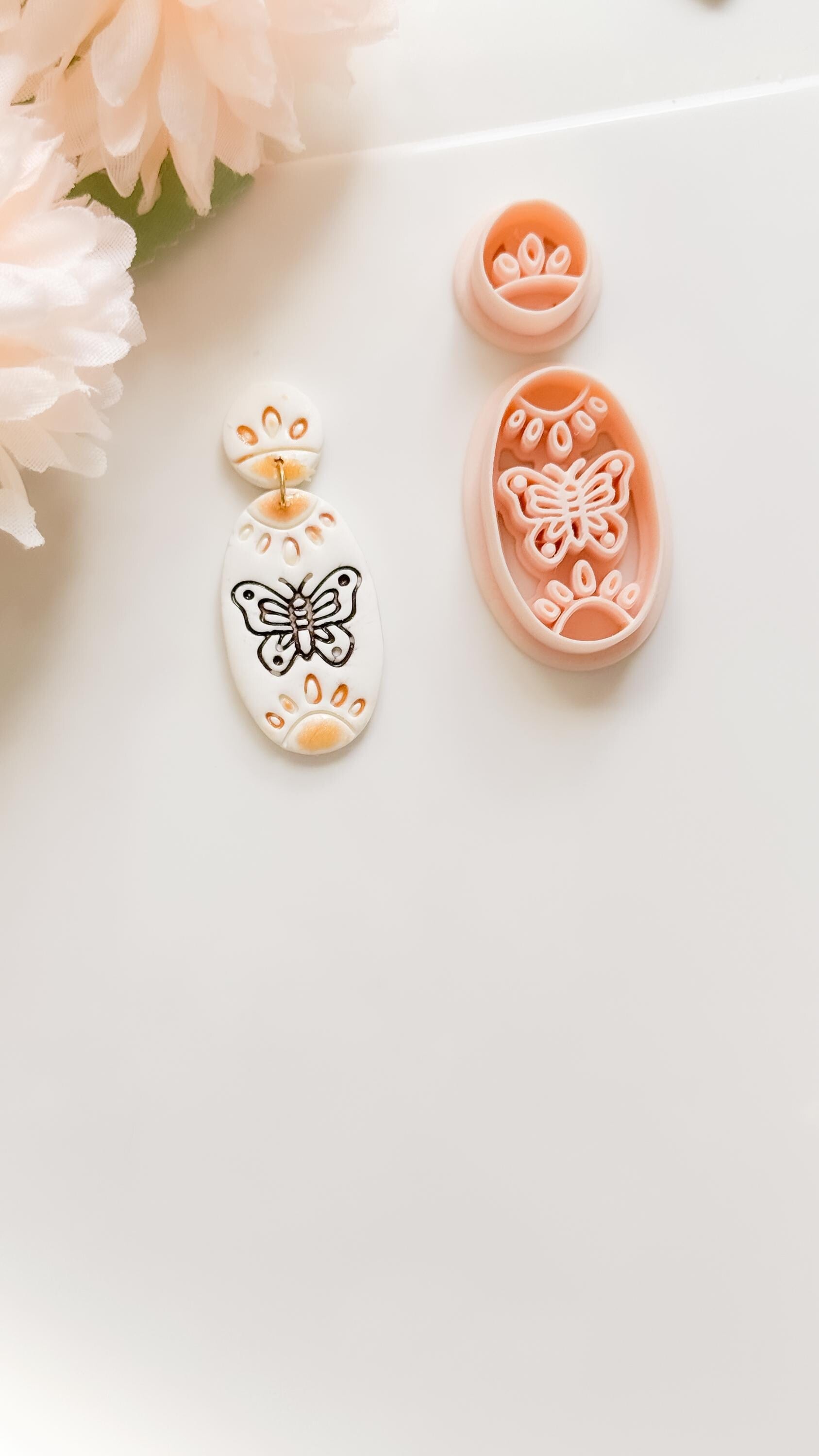 Meadow Wing Polymer Clay Cutter: Butterfly Floral Oval Embosser