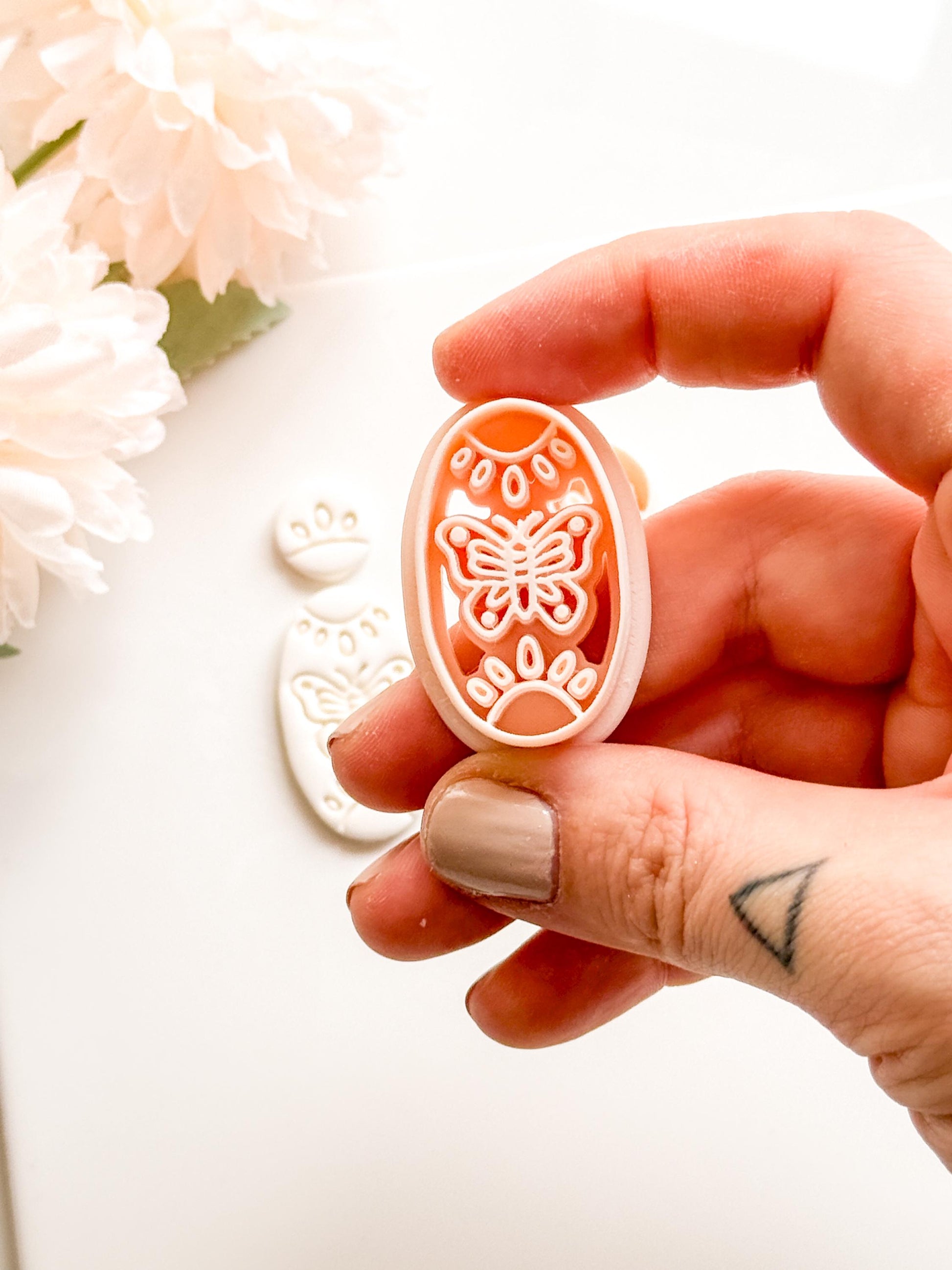 Meadow Wing Polymer Clay Cutter: Butterfly Floral Oval Embosser