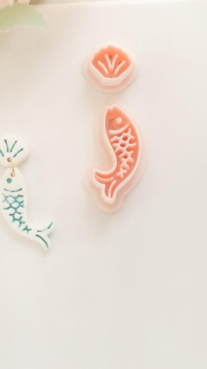 Fishy Set Polymer Clay Cutter: Aquatic Marine Embosser Kit
