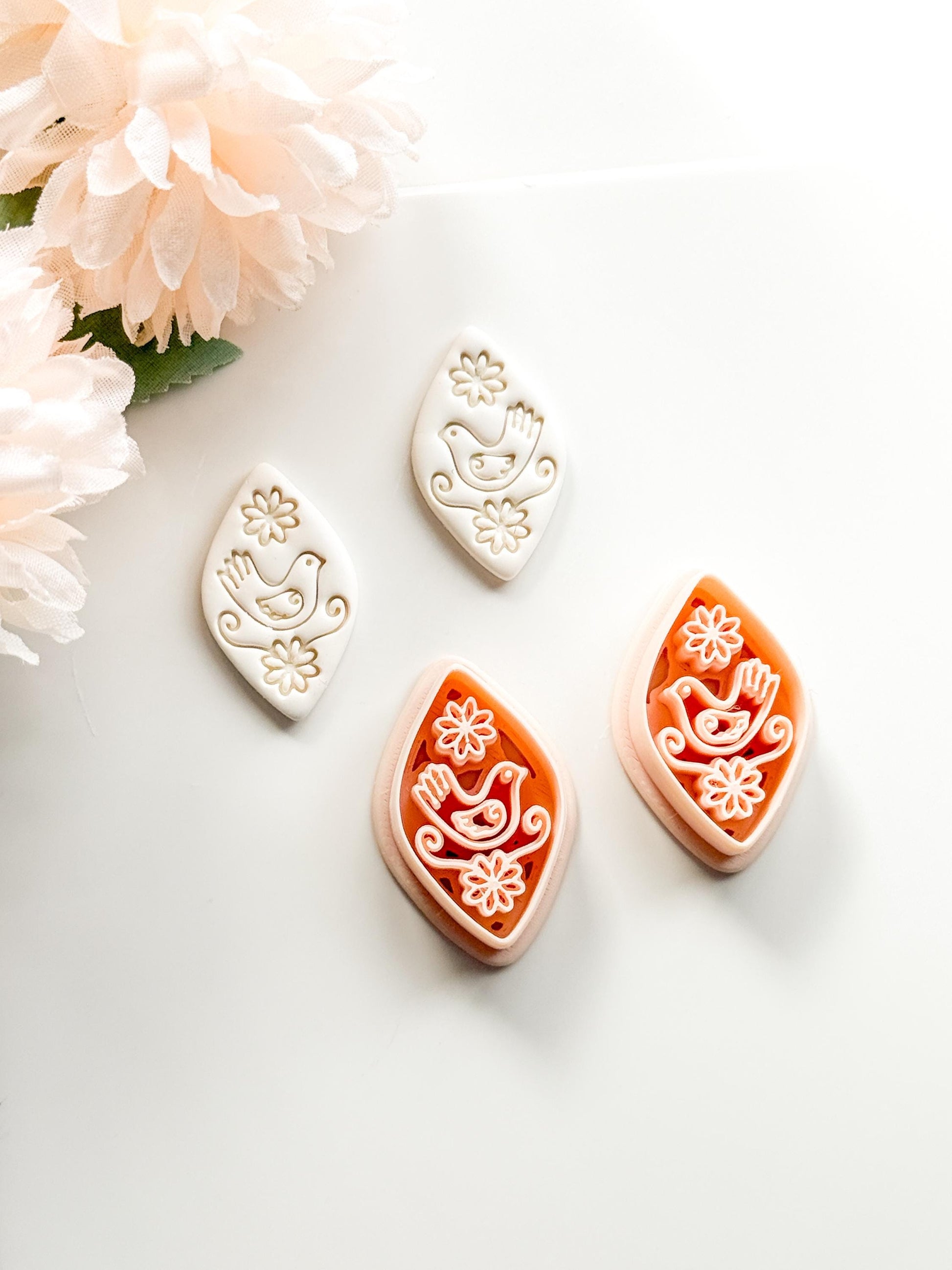 Tia Bird Polymer Clay Cutter: Folk Art Songbird Embosser