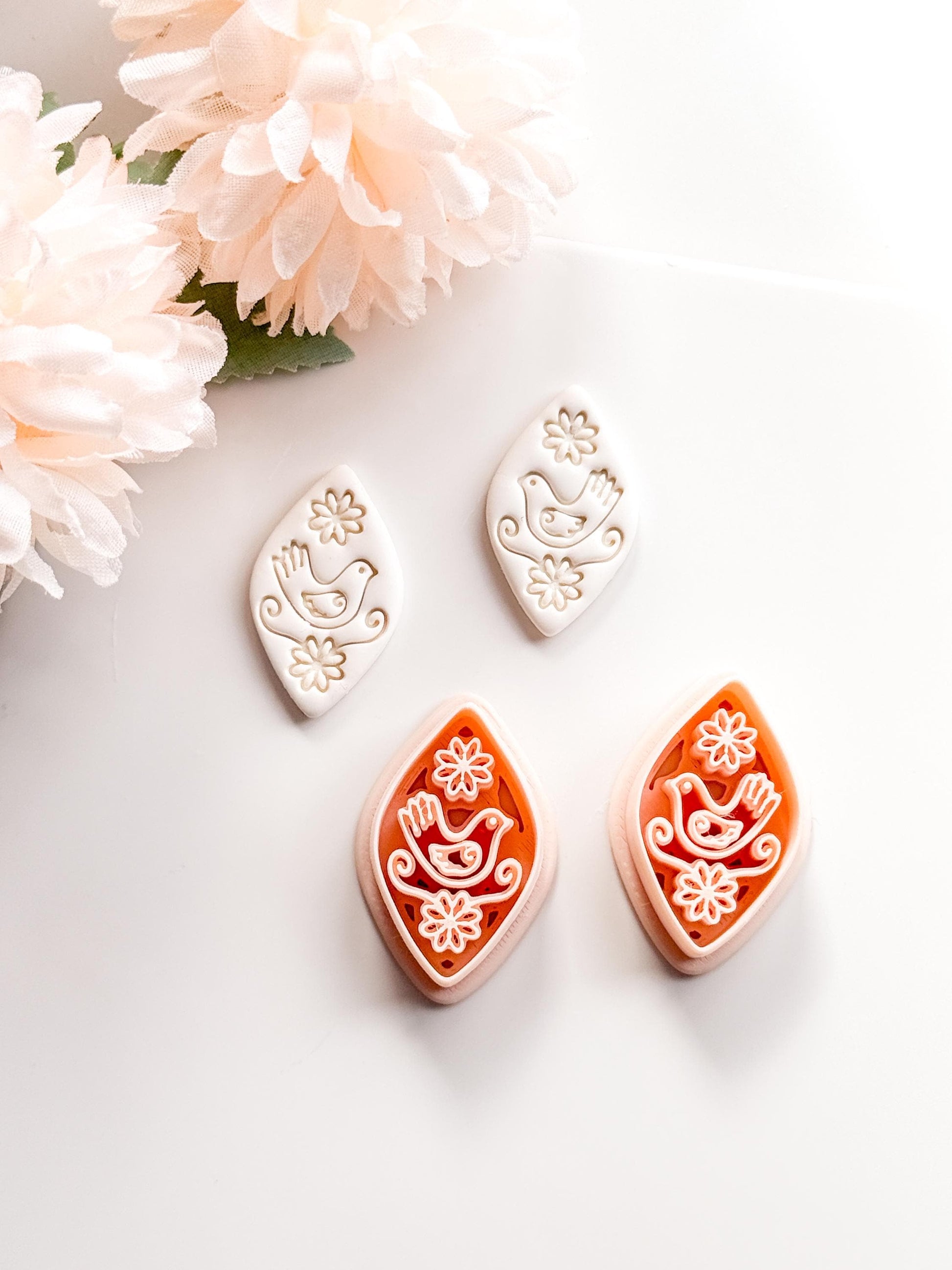 Tia Bird Polymer Clay Cutter: Folk Art Songbird Embosser