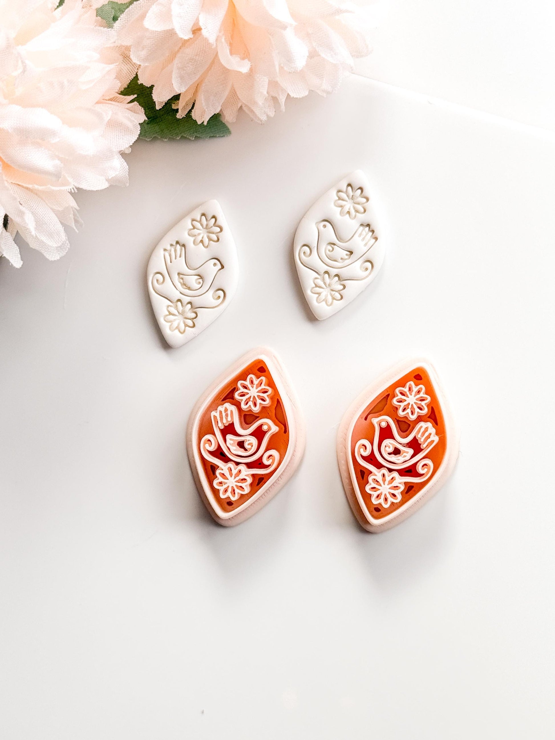 Tia Bird Polymer Clay Cutter: Folk Art Songbird Embosser