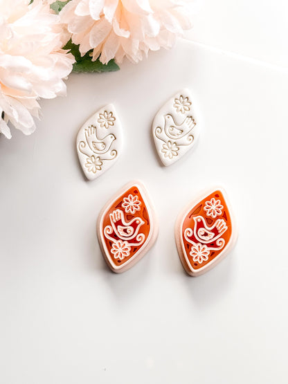 Tia Bird Polymer Clay Cutter: Folk Art Songbird Embosser