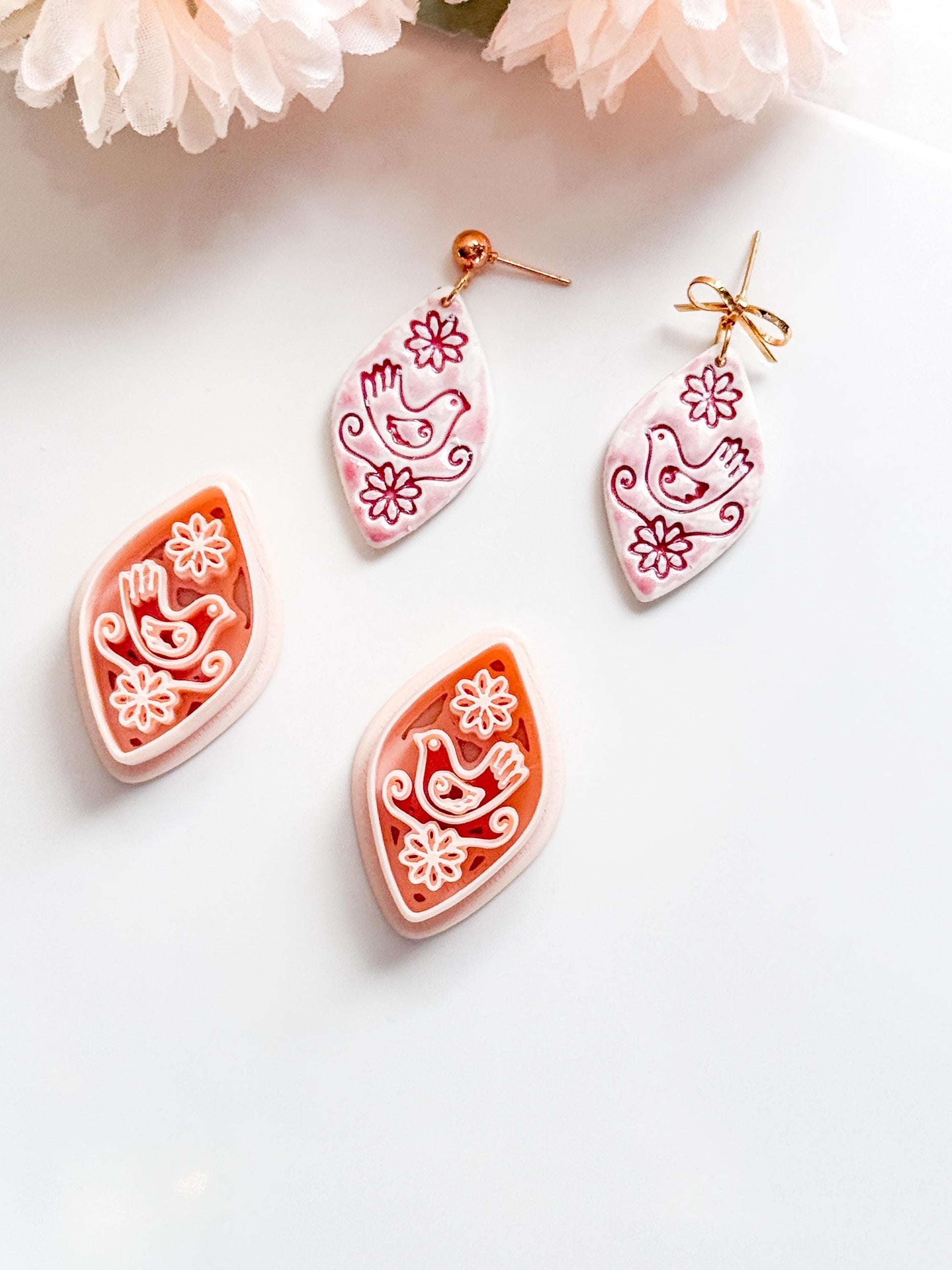 Tia Bird Polymer Clay Cutter: Folk Art Songbird Embosser