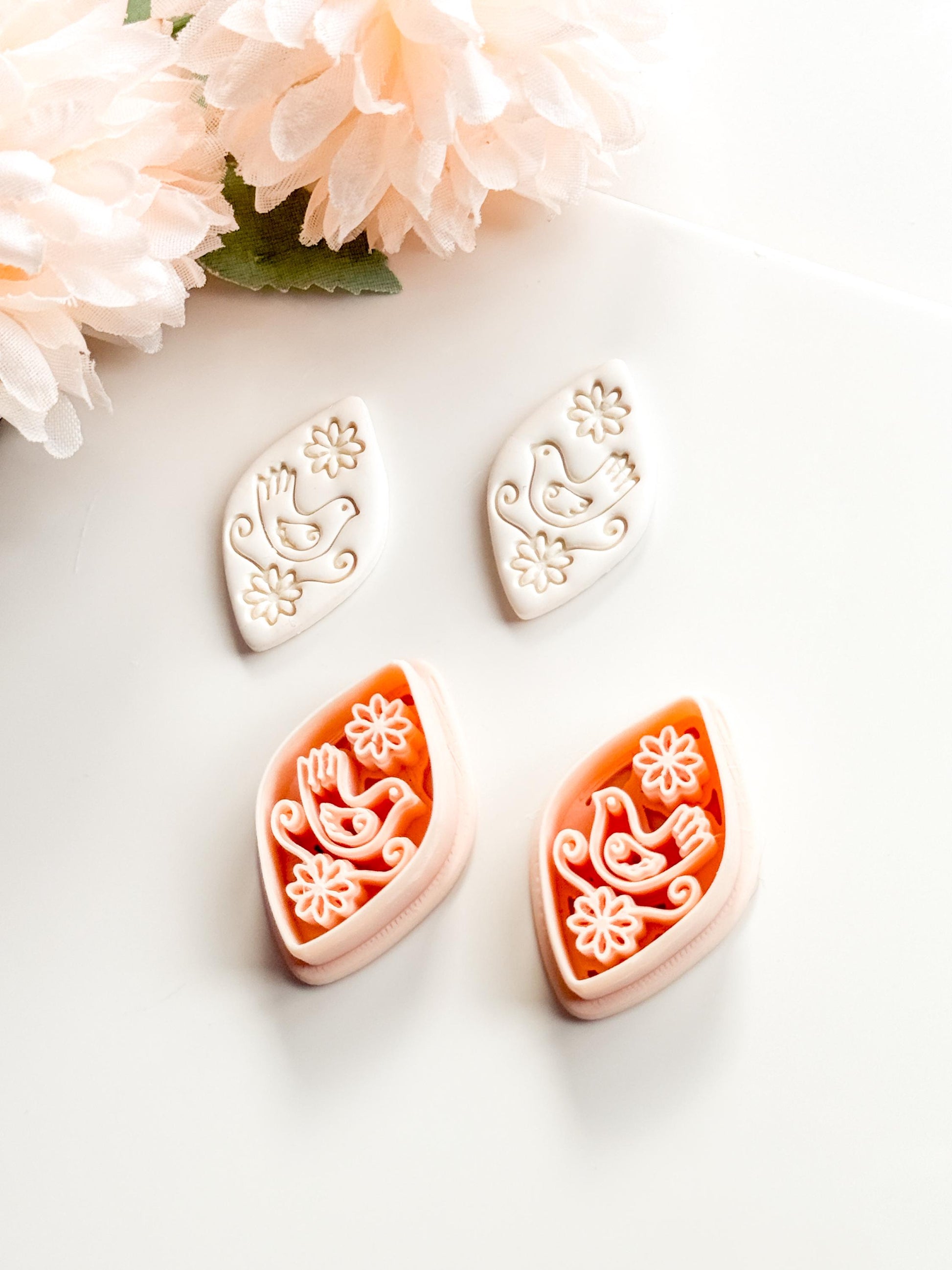 Tia Bird Polymer Clay Cutter: Folk Art Songbird Embosser