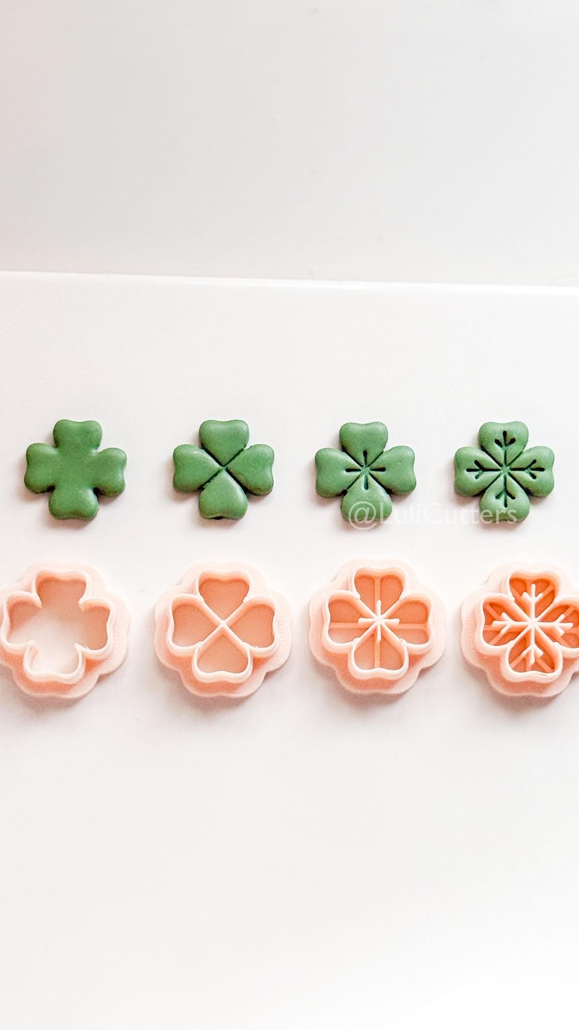 Four Leaf Clover Polymer Clay Cutters: 4 Detail Styles