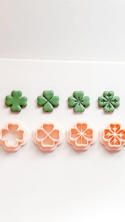Four Leaf Clover Polymer Clay Cutters: 4 Detail Styles