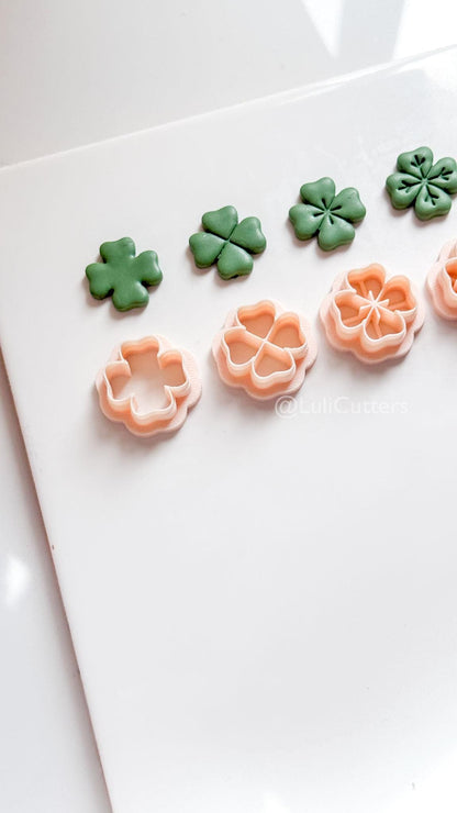 Four Leaf Clover Polymer Clay Cutters: 4 Detail Styles