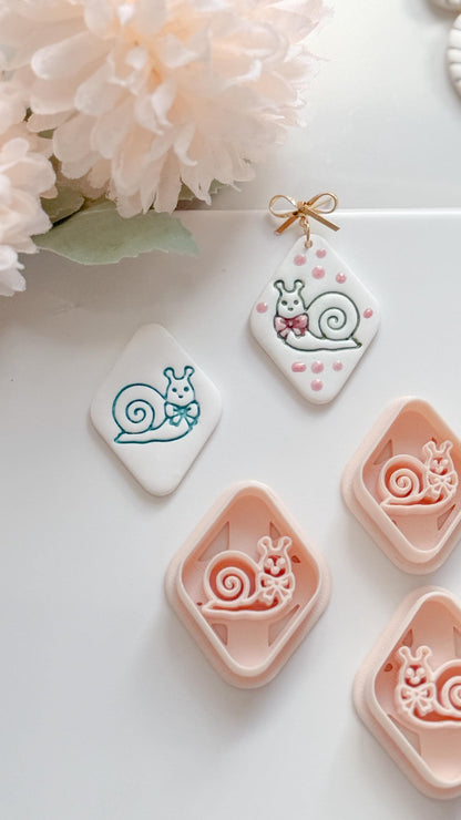 Tiny Snail Polymer Clay Cutter: Embossing Flower Detail Animal Jewelry Tool