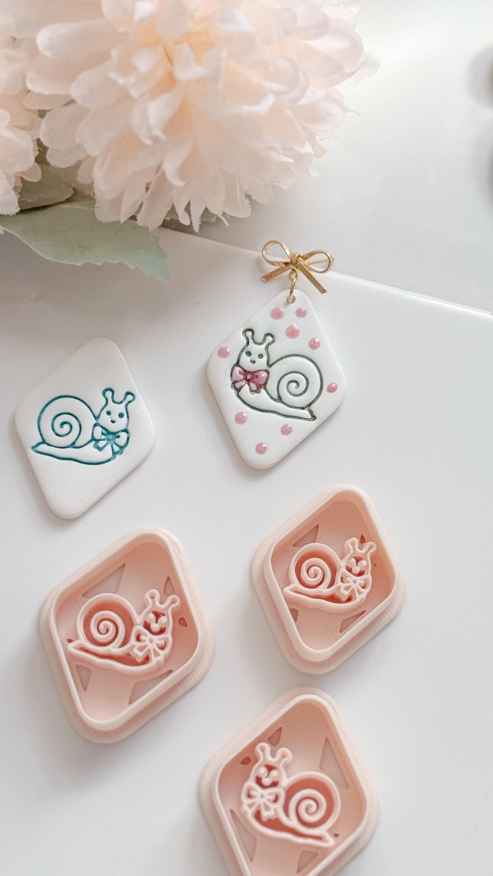 Tiny Snail Polymer Clay Cutter: Embossing Flower Detail Animal Jewelry Tool