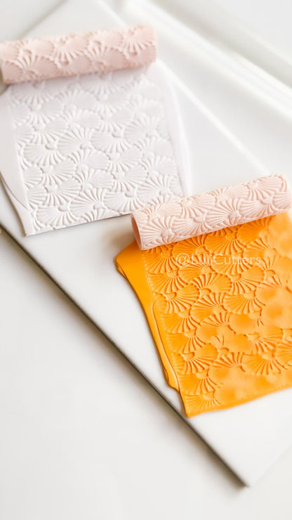 Talavera Rollers: Emboss & Deboss Floral Fan Texture for Polymer Clay