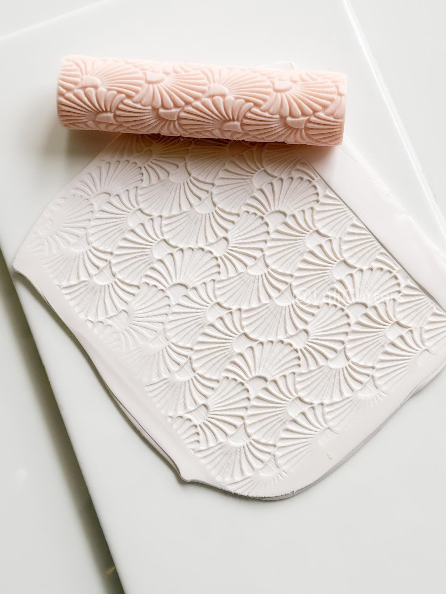 Talavera Rollers: Emboss & Deboss Floral Fan Texture for Polymer Clay