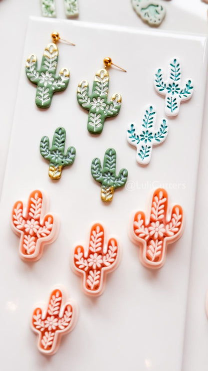 Desert Azulejo Clay Cutter: Saguaro Cactus Floral for Polymer Clay