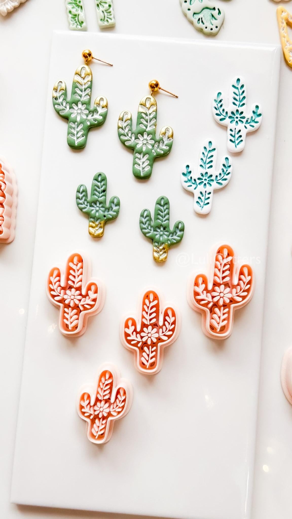 Desert Azulejo Clay Cutter: Saguaro Cactus Floral for Polymer Clay