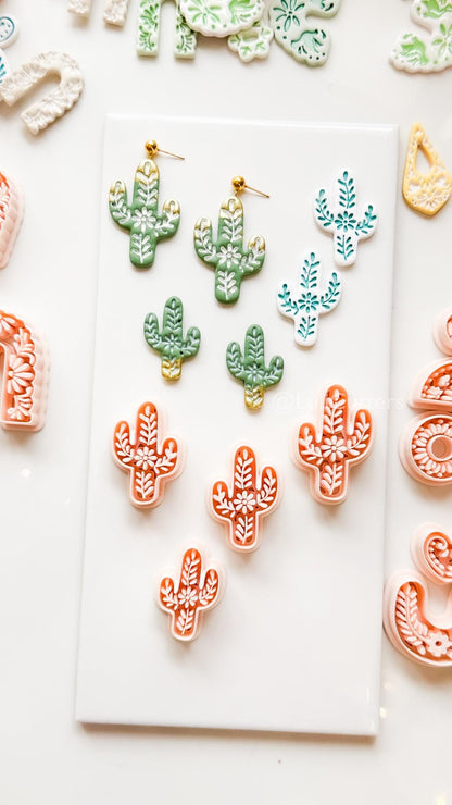 Desert Azulejo Clay Cutter: Saguaro Cactus Floral for Polymer Clay