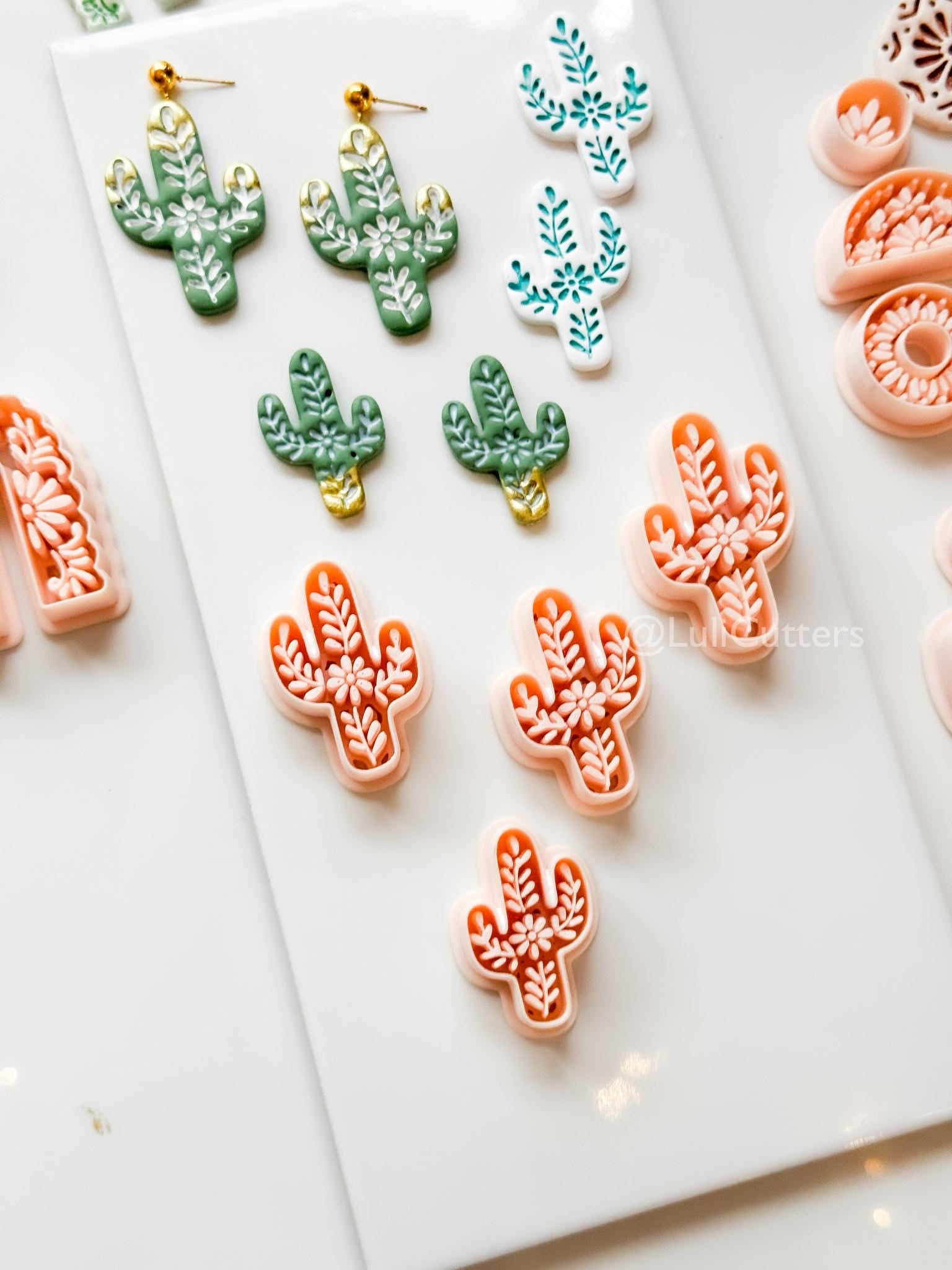 Desert Azulejo Clay Cutter: Saguaro Cactus Floral for Polymer Clay