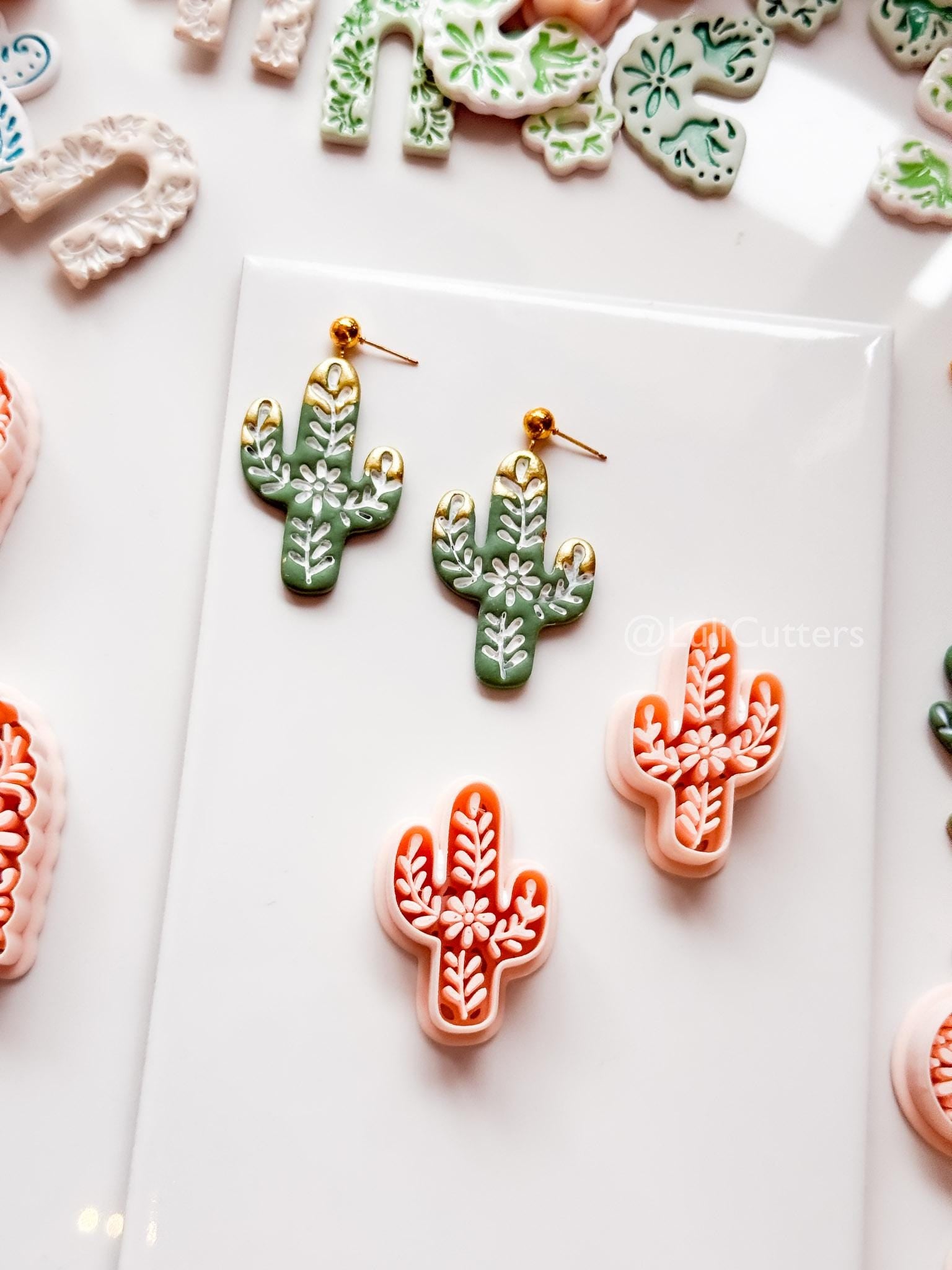 Desert Azulejo Clay Cutter: Saguaro Cactus Floral for Polymer Clay