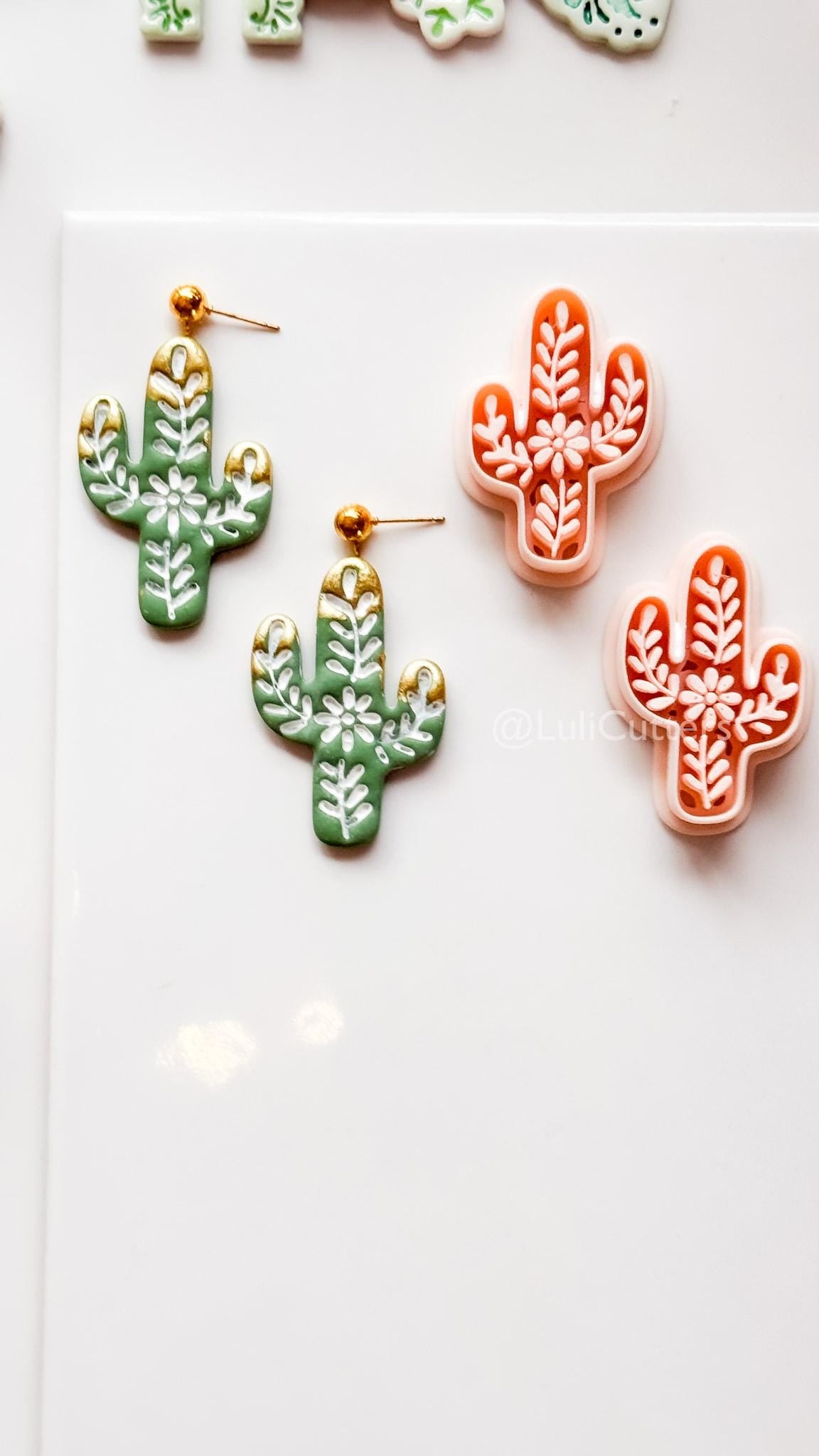 Desert Azulejo Clay Cutter: Saguaro Cactus Floral for Polymer Clay