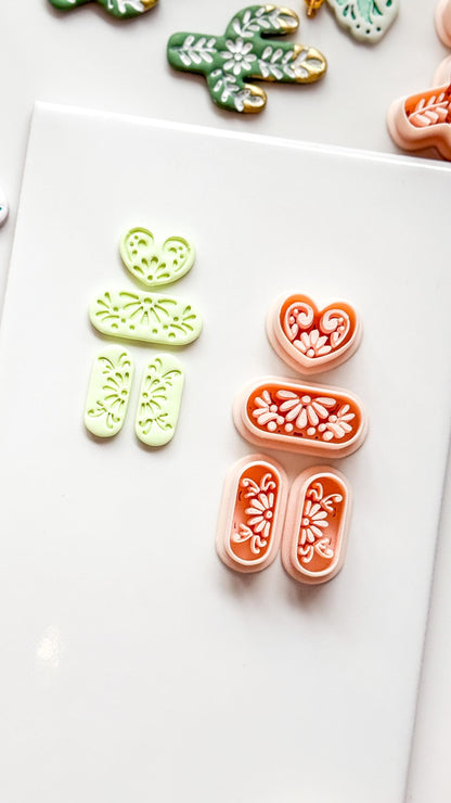 Talavera Amora Clay Cutter: Heart Floral Shape for Polymer Clay